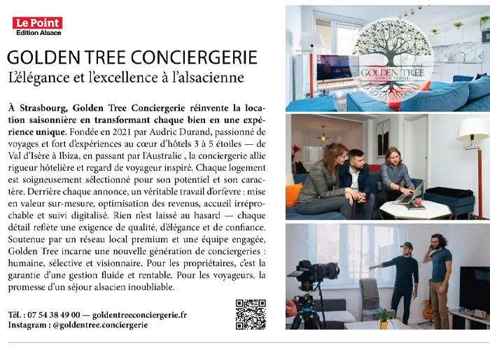 Article Le Point Édition Alsace sur Golden Tree Conciergerie