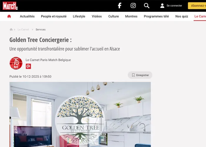 Article Paris Match sur Golden Tree Conciergerie